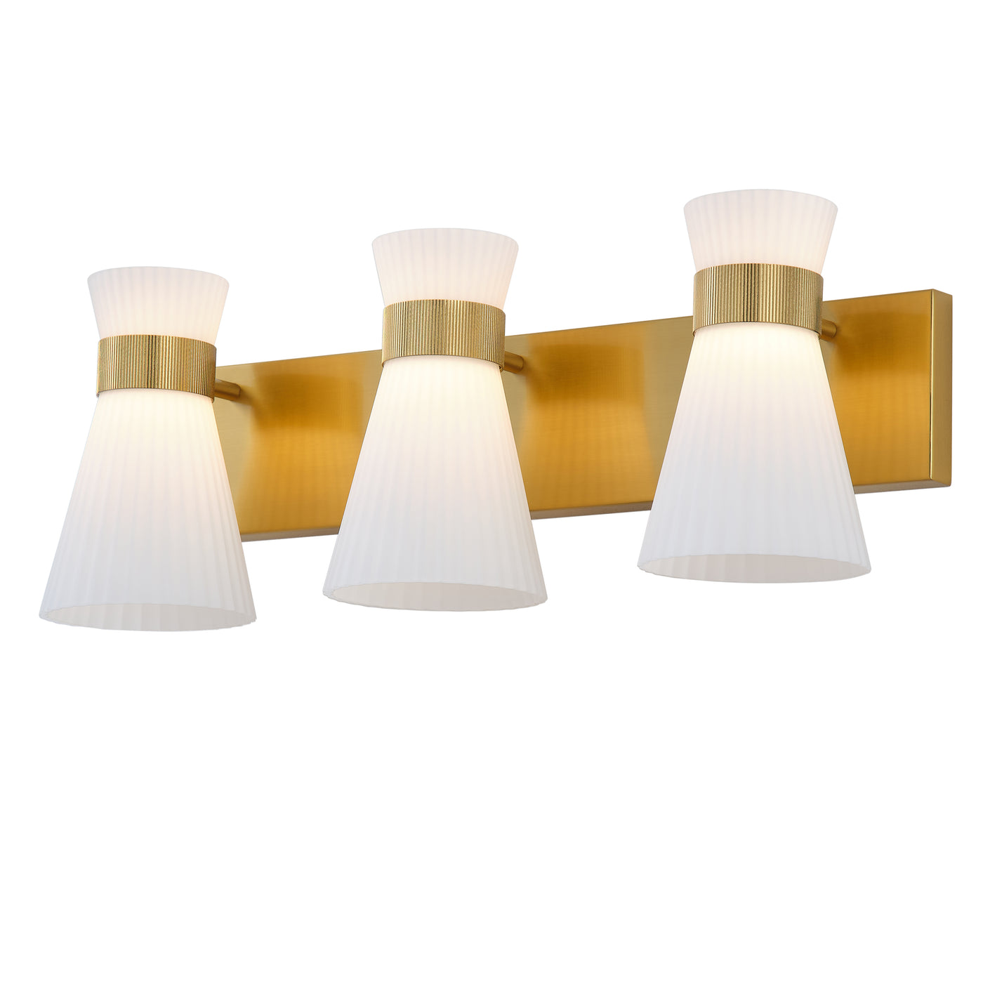 1 Light Mid Century Modern Brass Wall Sconce Flared Glass Shade Warm 3000K LED ETL Certified for Bedroom Corridor