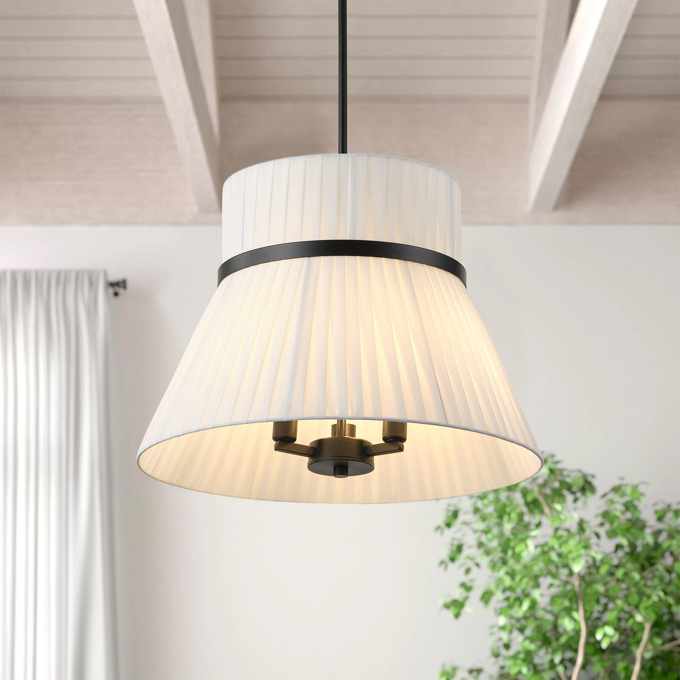 3-Lights Creative Flared White Pleated Shade Pendant Lighting