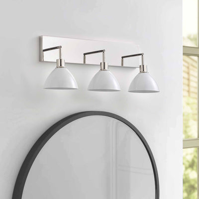 3-Lights Cream Round Shape Glass Shade Bathroom Vanity Lighting