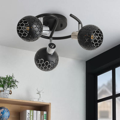 3-Light Modern Black Ceiling Semi-Recessed Spotlight
