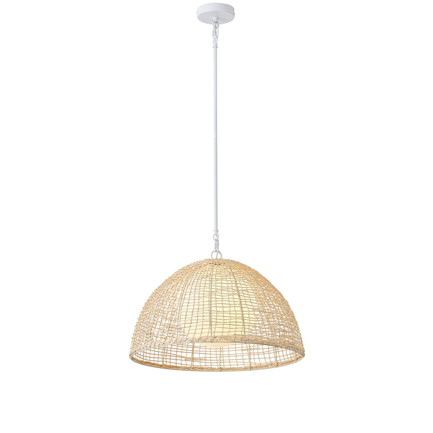 1 Light Boho Rattan Pendant Light Wicker Light Fixture Woven Dome For Kitchen Island Living Room