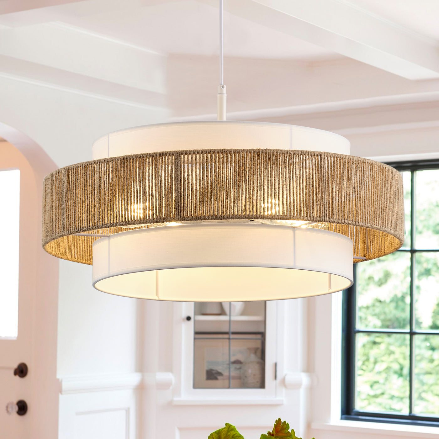 4-Light Modern Boho Pendant Light with Natural Rope Accent