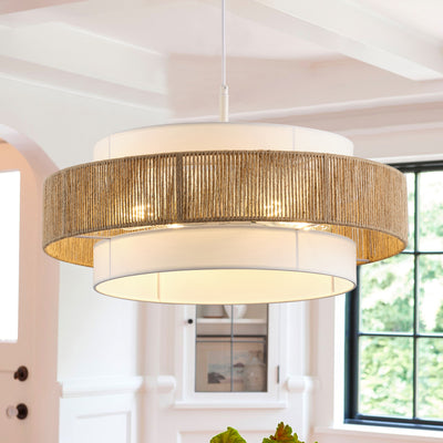 4-Light Modern Boho Pendant Light with Natural Rope Accent