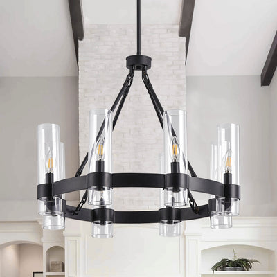 8-Light Candle with Clear Glass Shade Chandelier
