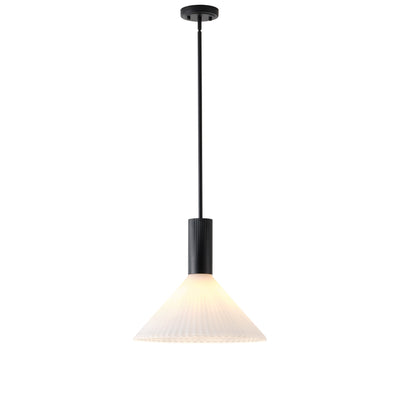 1 Light  Mid Century Modern Pendant Light Trumpet Conical White Glass ETL E26