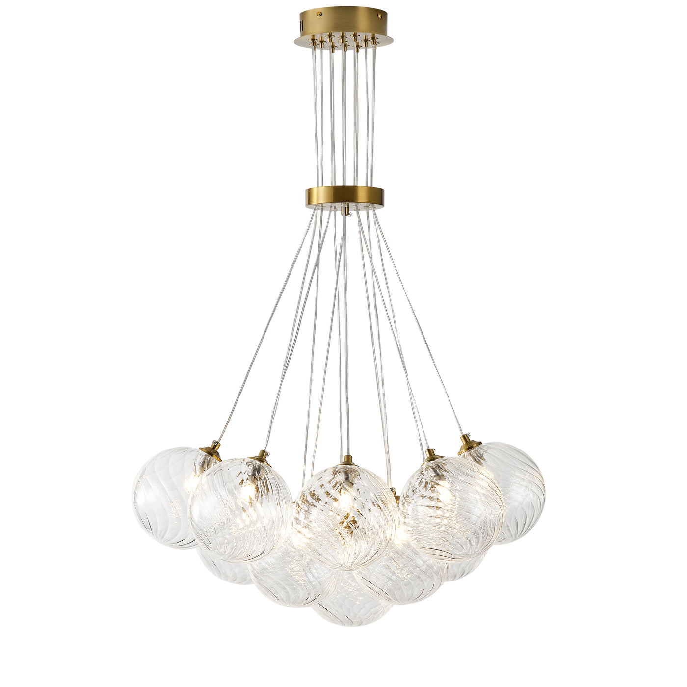 13&19 Light Modern Luxury Glass Globe Chandelier Copper Finish Cluster Pendant Light