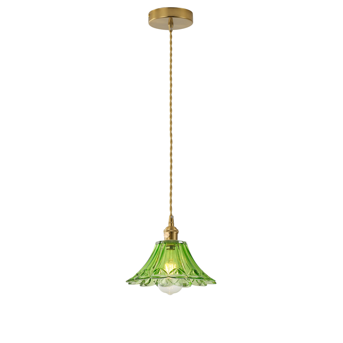 3-Light Vintage Pendant Lights Green Glass Shade 65.95in Adjustable For Kitchen