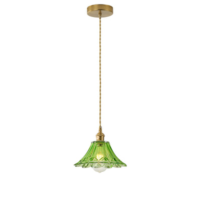 3-Light Vintage Pendant Lights Green Glass Shade 65.95in Adjustable For Kitchen