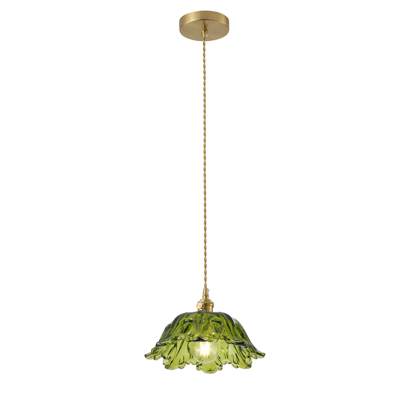 1-Light vintage green glass pendant light for kitchen island