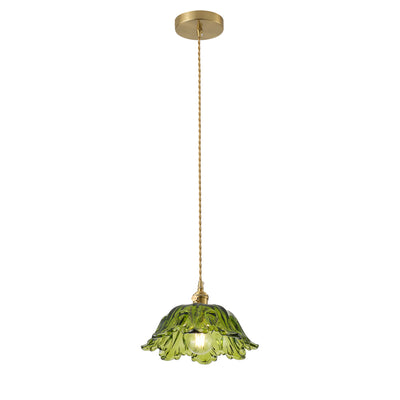 1-Light vintage green glass pendant light for kitchen island