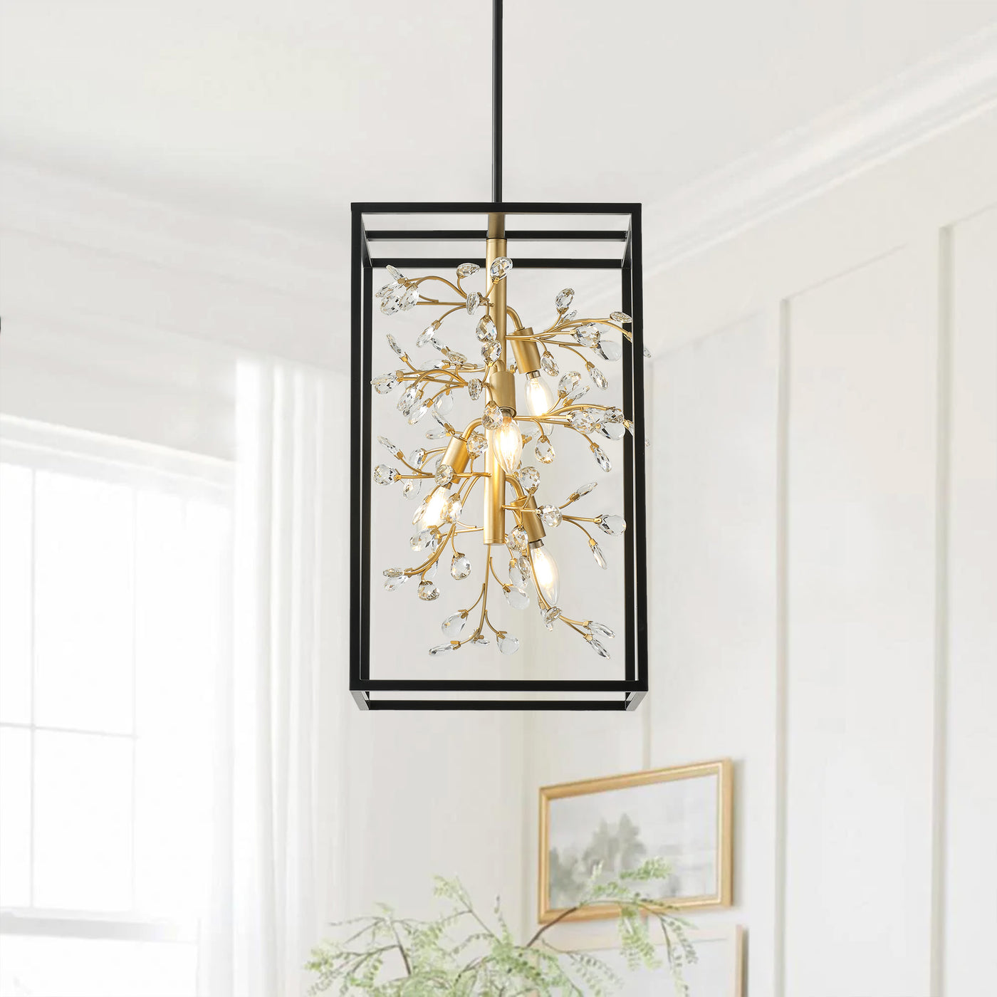 4-Lights Vintage Crystal Branch Pendant Lighting