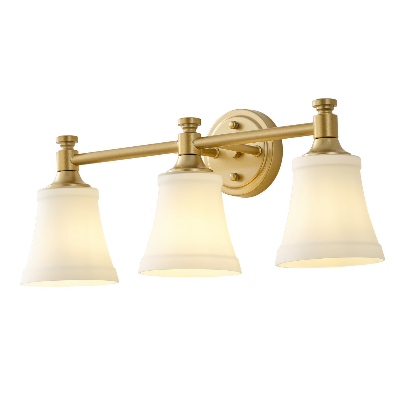 3-Light Bathroom Vanity Light, Antique Brass, Opal Glass ETL Listed