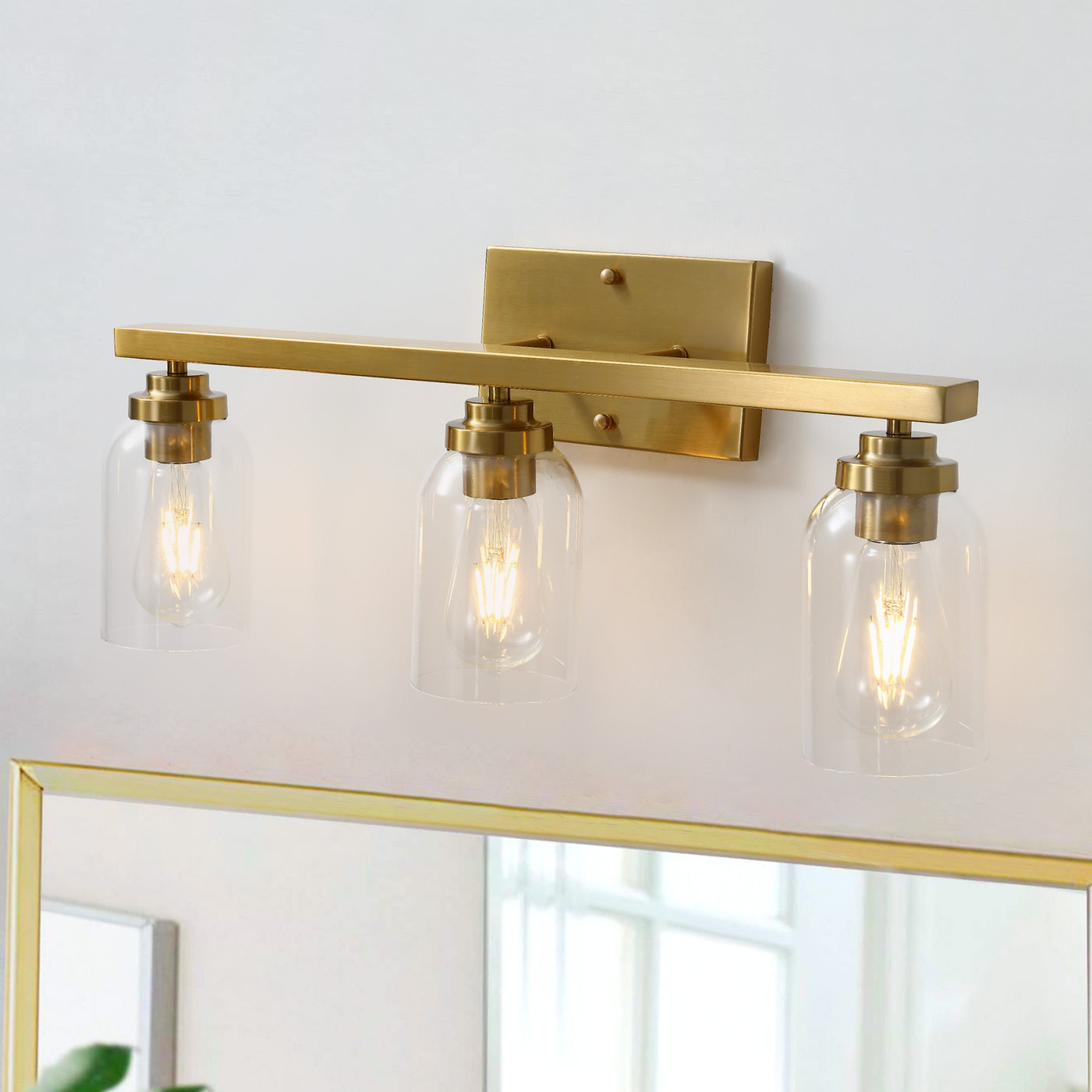 3-Lights Cylinder Glass Shade Vanity Lighting