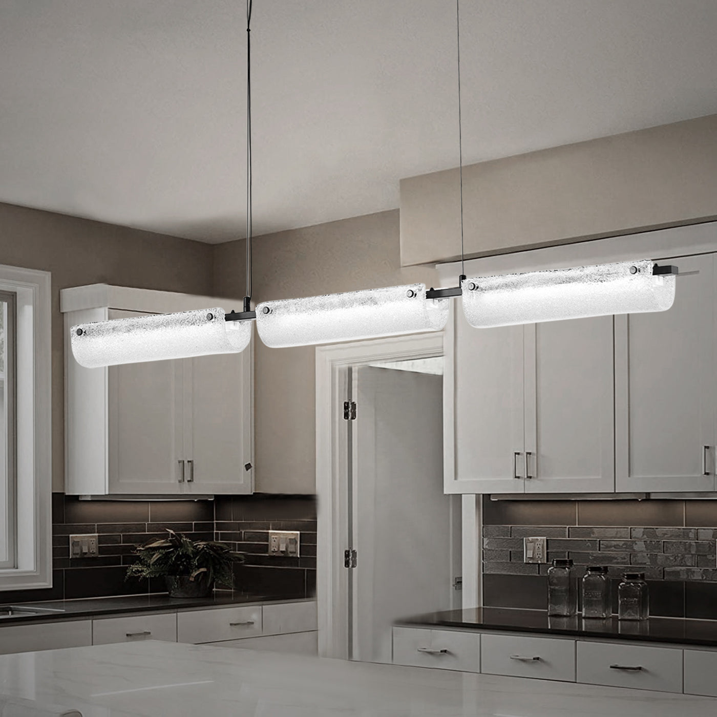 3-Light Linear Island Pendant Hanging Light for Kitchen