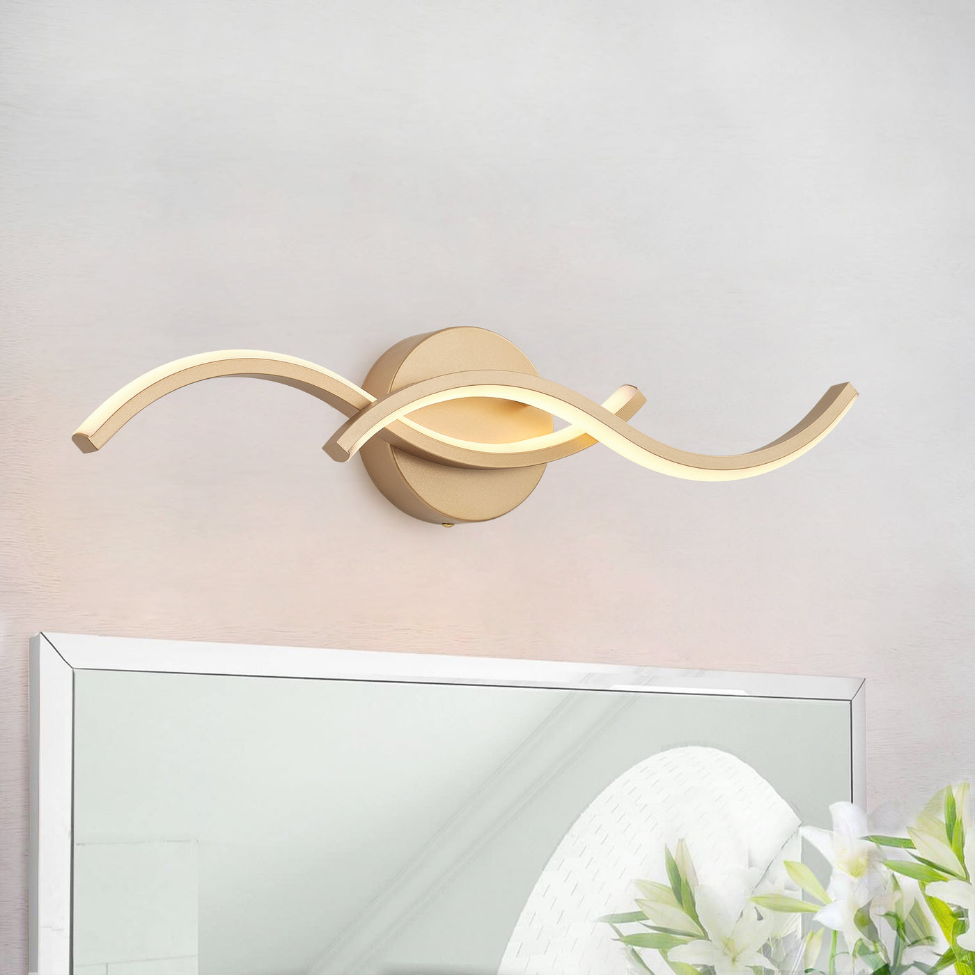 1-Light Curved Lines Design LED Bathroom Vanity Lighting