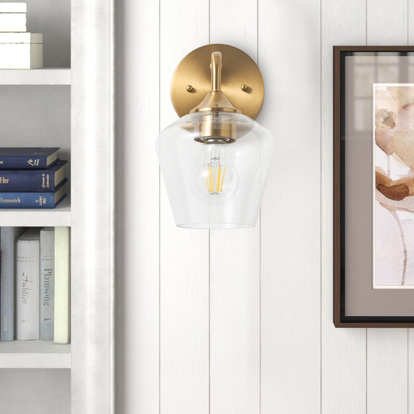 1-Light Classic Glass Shade Simplicity Wall Sconce