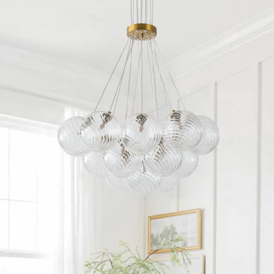 13&19 Light Modern Luxury Glass Globe Chandelier Copper Finish Cluster Pendant Light