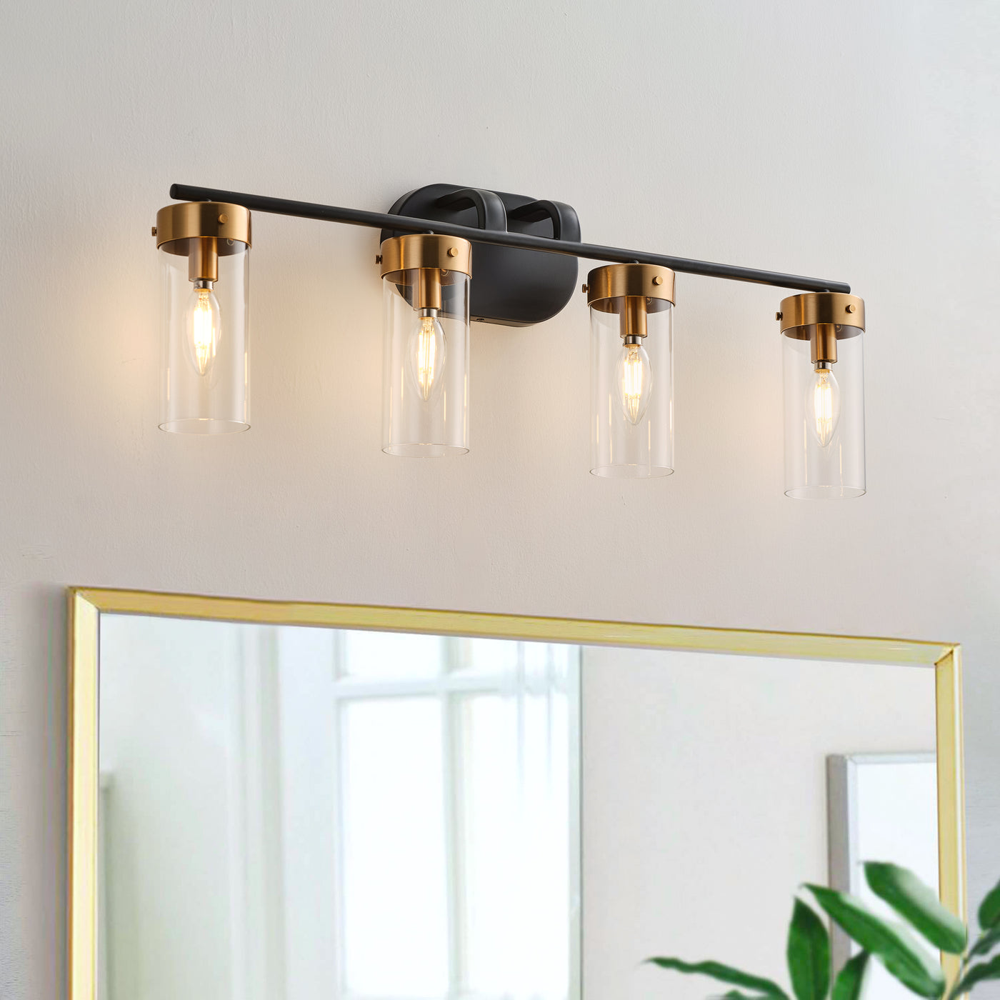 4-Lights Glass Shade Creative Bathroom Vanity Lighting
