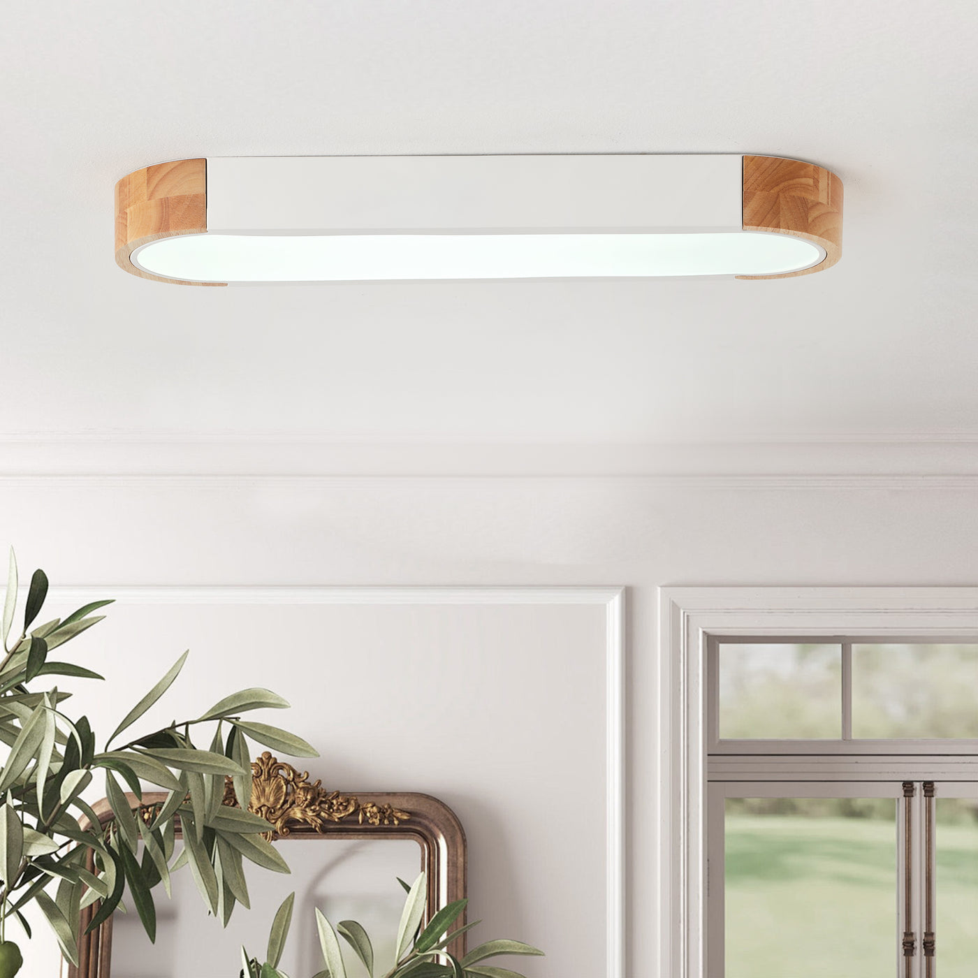 1 Light  Nordic Wood Ceiling Light Linear LED 24W 5CCT ETL Kitchen Island