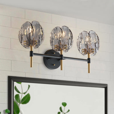 1-Light & 3-Light Modern Wall Sconce Light with Textured Smoke Glass Shape Vanity Light