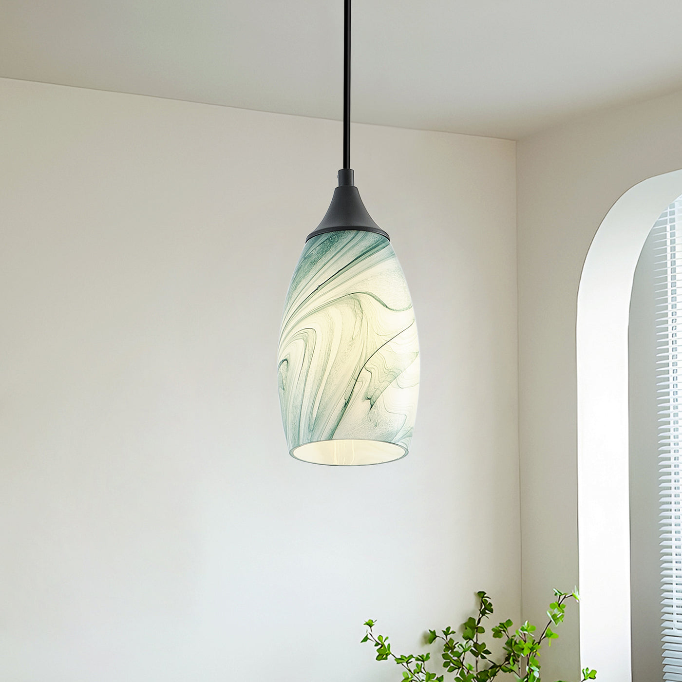 1 Light Modern Art Glass Pendant Marble Shade for Kitchen Island