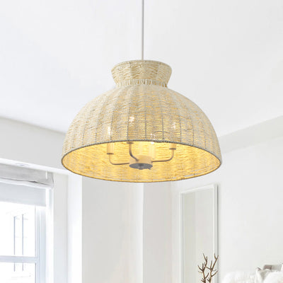 Dewdrop 4 Light Japandi Style Pendant Light Nordic Rattan Fixture ETL Certified for Living Room Bedroom