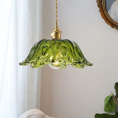 1-Light vintage green glass pendant light for kitchen island