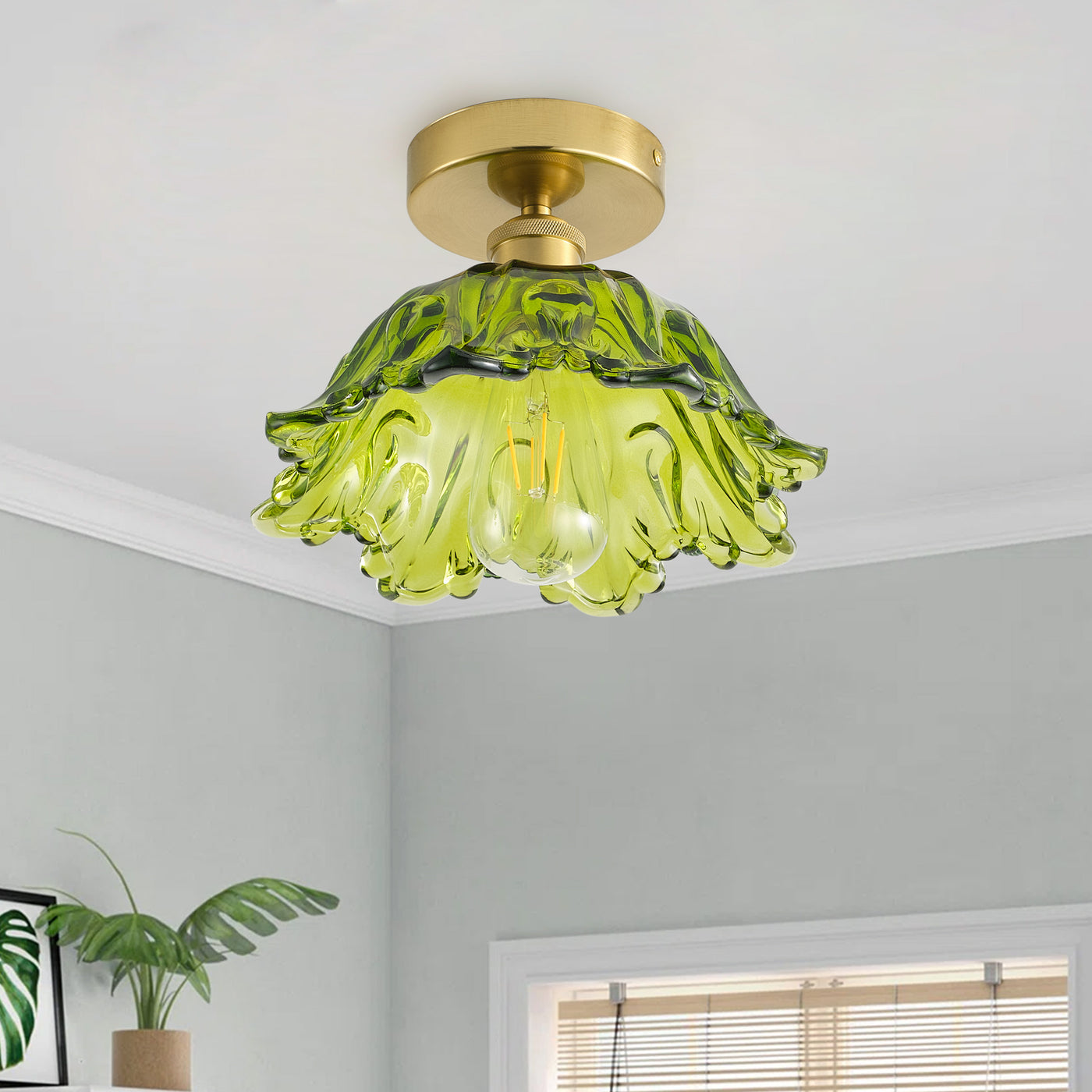 1-Light Scandinavian Semi Flush Mount Ceiling Light