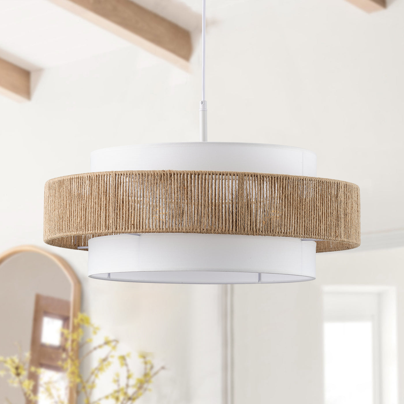 4-Light Modern Boho Pendant Light with Natural Rope Accent