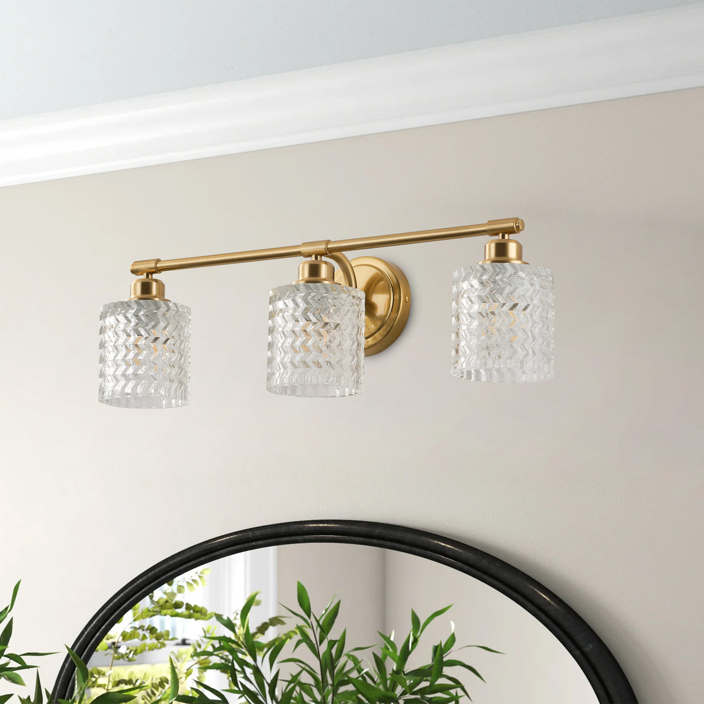 3-Lights Simple Style Clear Glass Bathroom Vanity Lighting