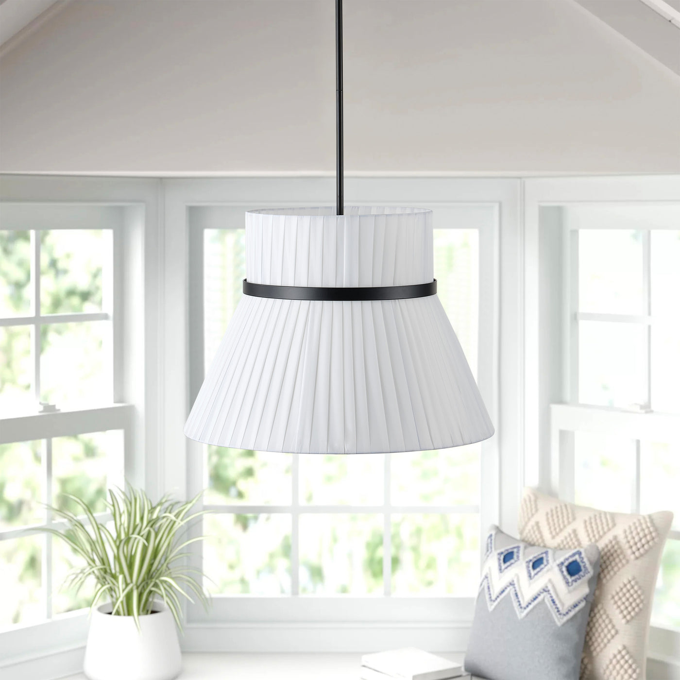 3-Lights Creative Flared White Pleated Shade Pendant Lighting