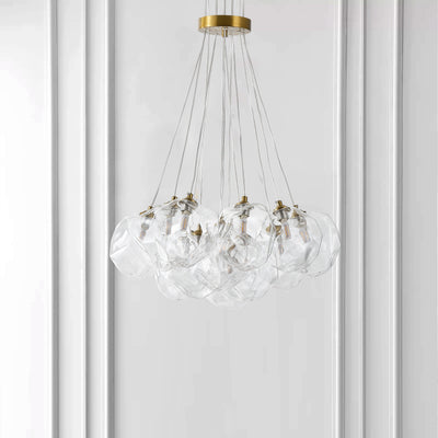 13&19 Light Modern Luxury Glass Globe Chandelier Copper Finish Cluster Pendant Light