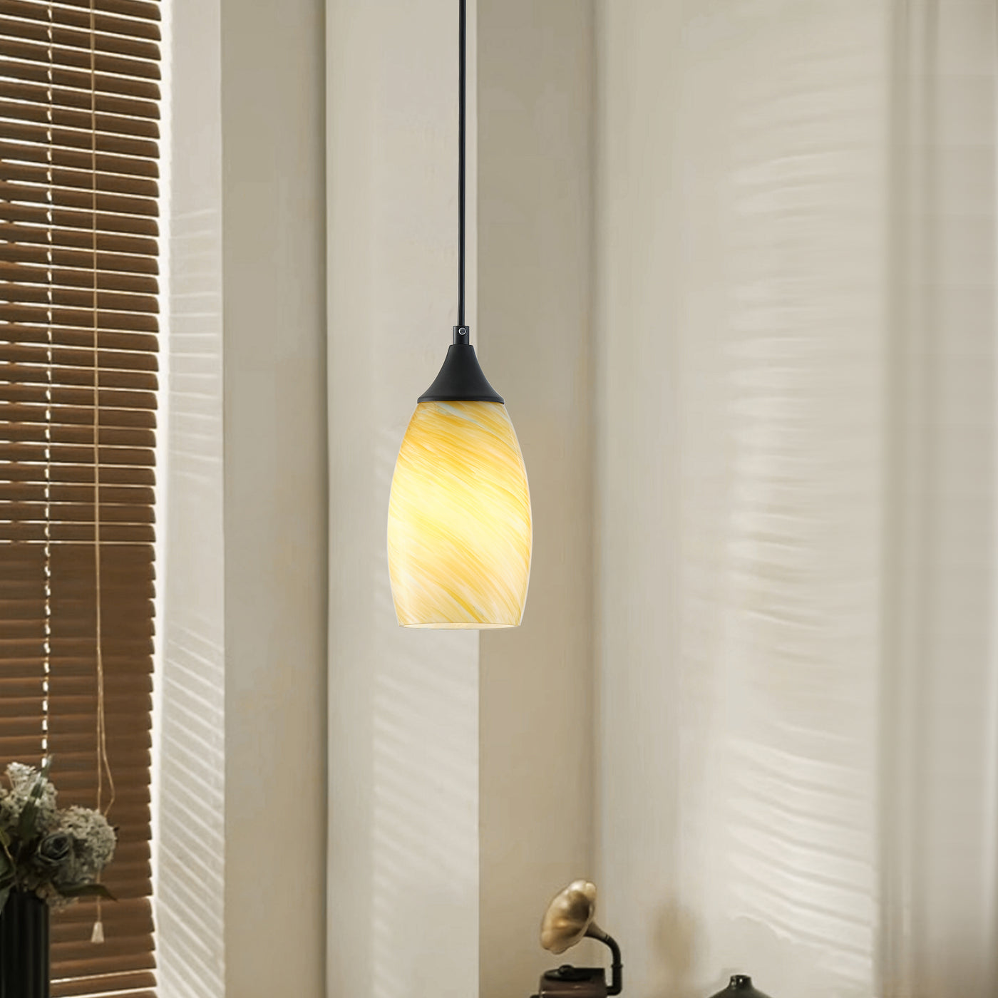 1 Light Modern Art Glass Pendant Marble Shade for Kitchen Island