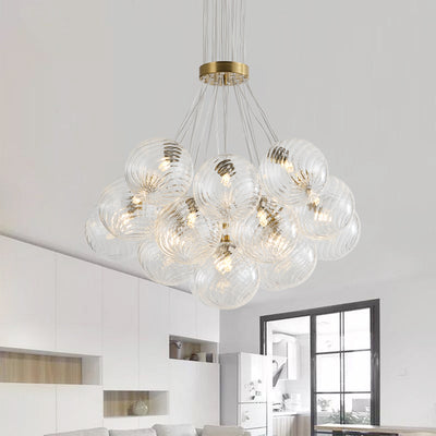 13&19 Light Modern Luxury Glass Globe Chandelier Copper Finish Cluster Pendant Light