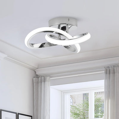 1-Light Modern Chrome LED Ceiling Light Fixture with Intertwined Rings