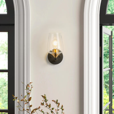 1-Light Simplicity Classic Glass Shade with Black Base Wall Sconces