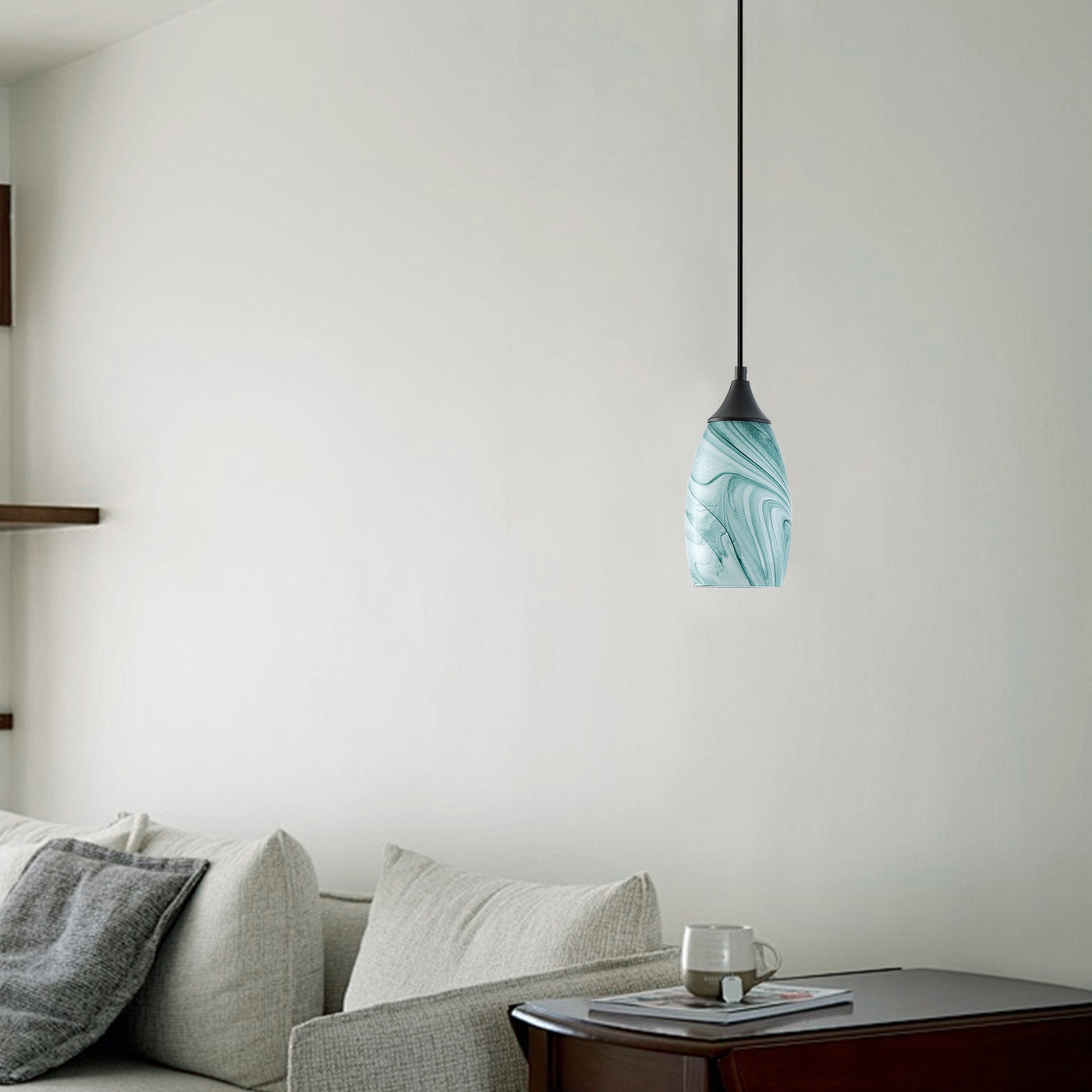 1 Light Modern Art Glass Pendant Marble Shade for Kitchen Island