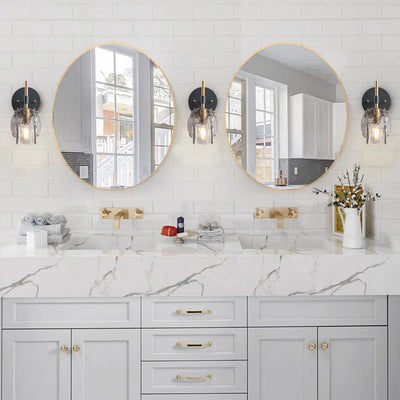 1-Light & 3-Light Modern Wall Sconce Light with Textured Smoke Glass Shape Vanity Light