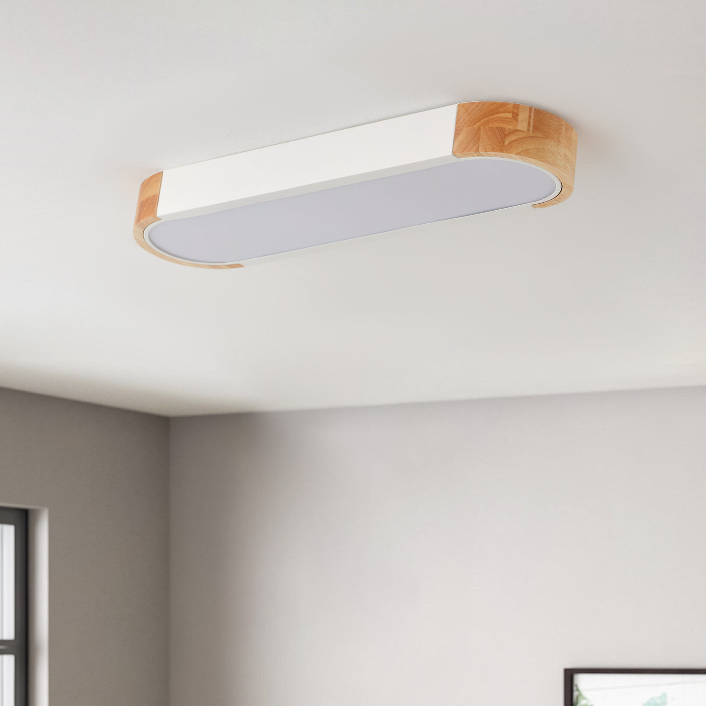 1 Light  Nordic Wood Ceiling Light Linear LED 24W 5CCT ETL Kitchen Island