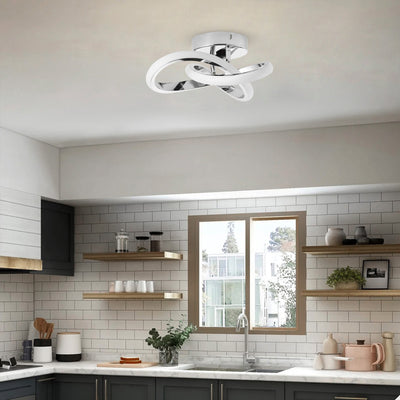 1-Light Modern Chrome LED Ceiling Light Fixture with Intertwined Rings