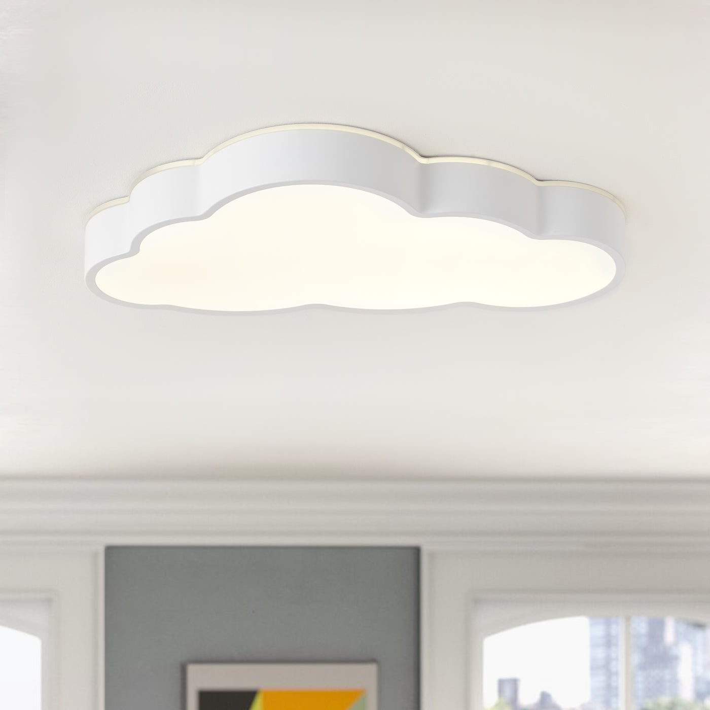 1 Light  Nursery Ceiling Light Cloud Shaped LED 24W 5CCT Dimmable