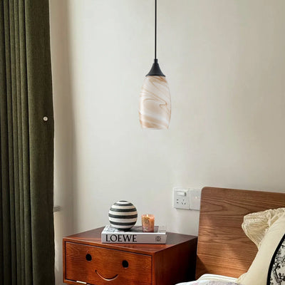 1 Light Modern Art Glass Pendant Marble Shade for Kitchen Island
