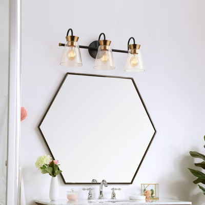 3-Lights Vintage Style Dimmable Bathroom Clear Glass Wall Vanity Lighting