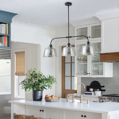3-Light Kitchen Island Pendant Light with Clear Seeded Glass Shades
