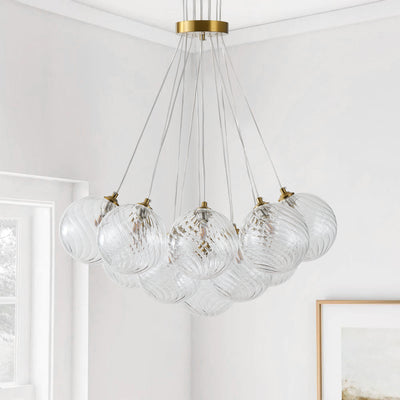 13&19 Light Modern Luxury Glass Globe Chandelier Copper Finish Cluster Pendant Light
