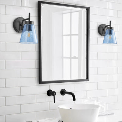 1-Light Simple Style Classic Glass Blue Wall Sconce Vanity Lighting