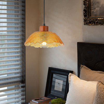 1 Light Vintage Pendant Light Amber Glass Shade Matte Black Farmhouse Kitchen Island