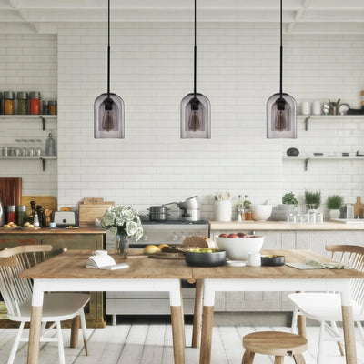 1-Light Cylinder Double Layer Glass Pendant Lighting