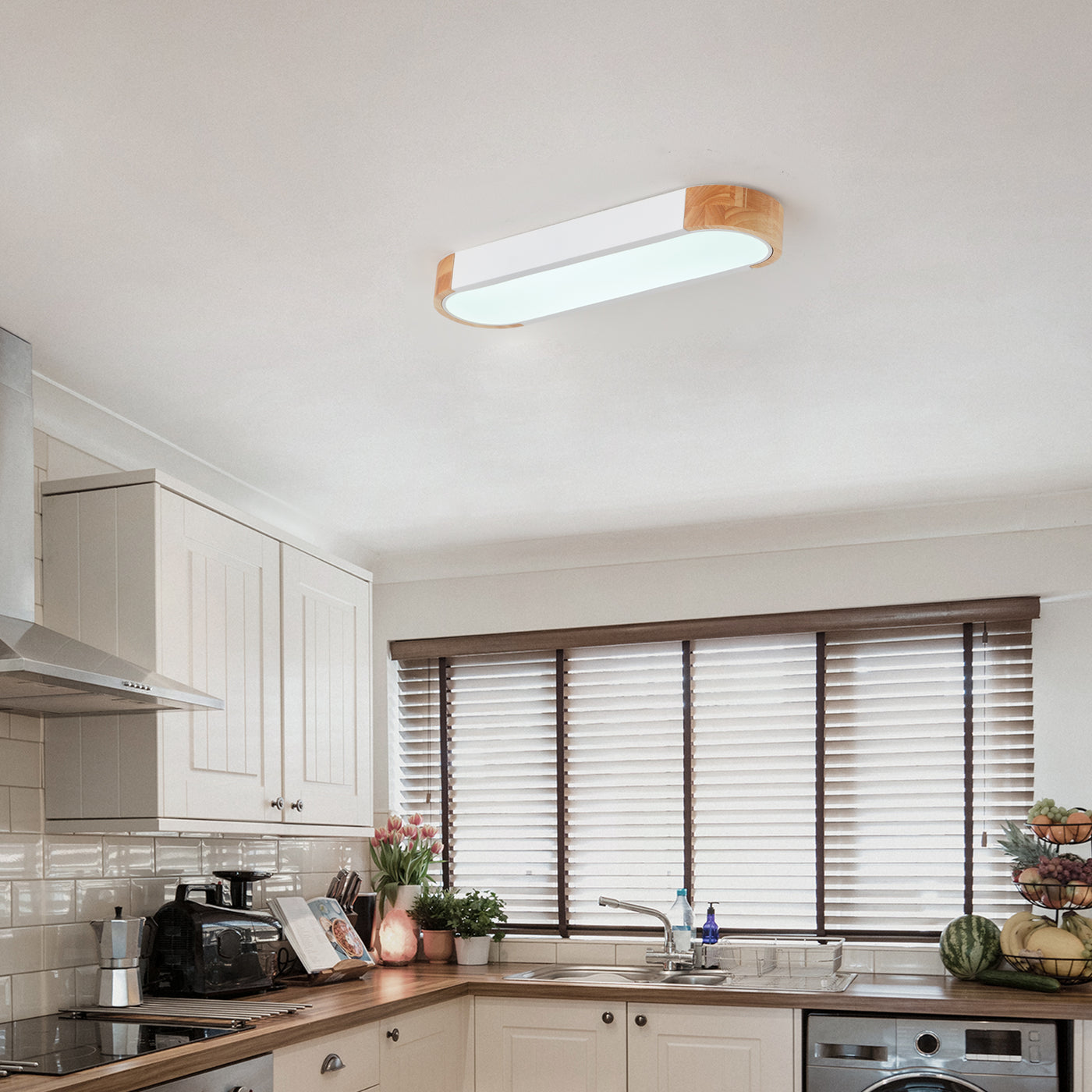 1 Light  Nordic Wood Ceiling Light Linear LED 24W 5CCT ETL Kitchen Island