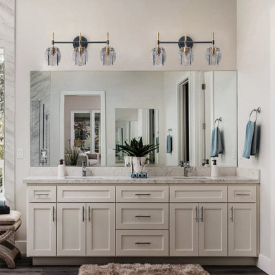 1-Light & 3-Light Modern Wall Sconce Light with Textured Smoke Glass Shape Vanity Light